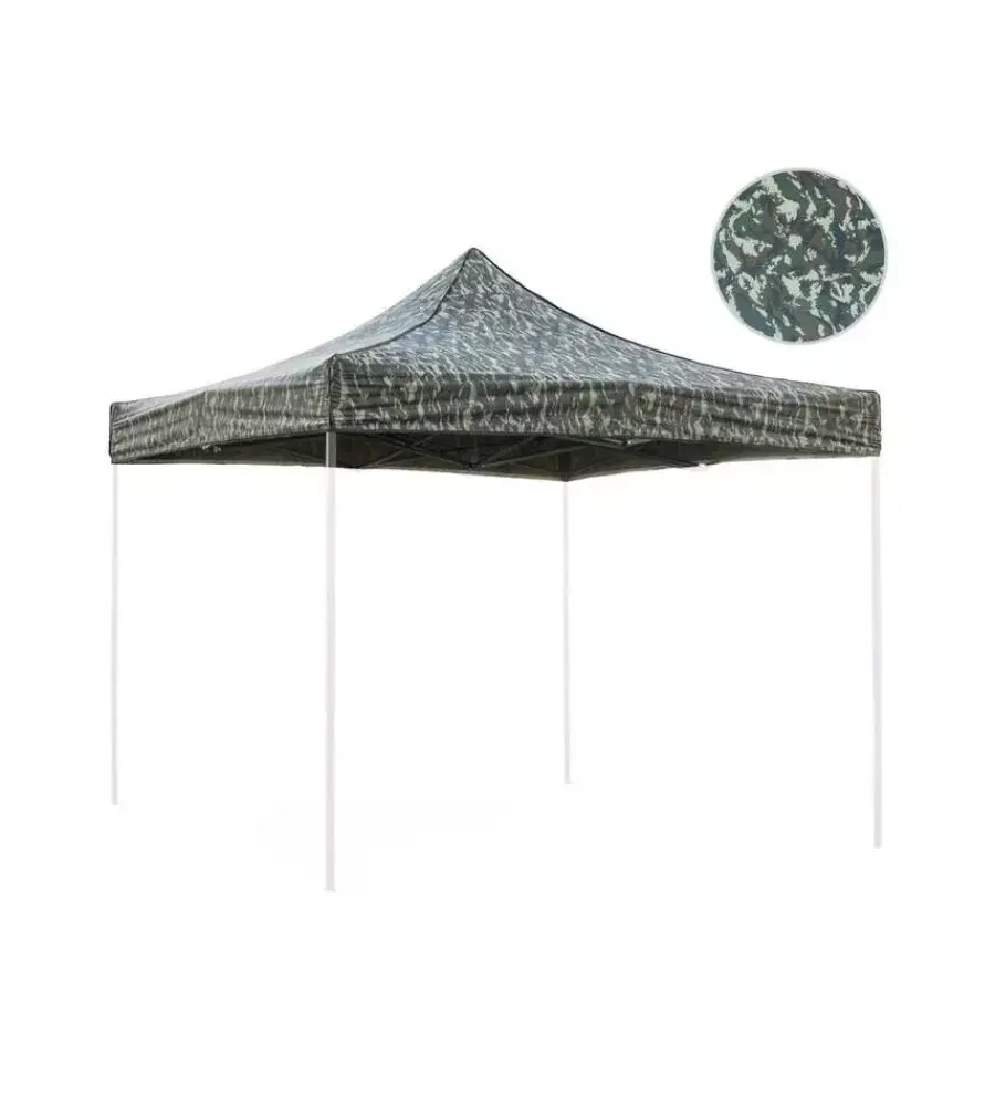 Coperture Per Esterno E Accessori- Tetto per gazebo riviera in tessuto impermeabile e anti uv verde effetto militare 3x3 m
