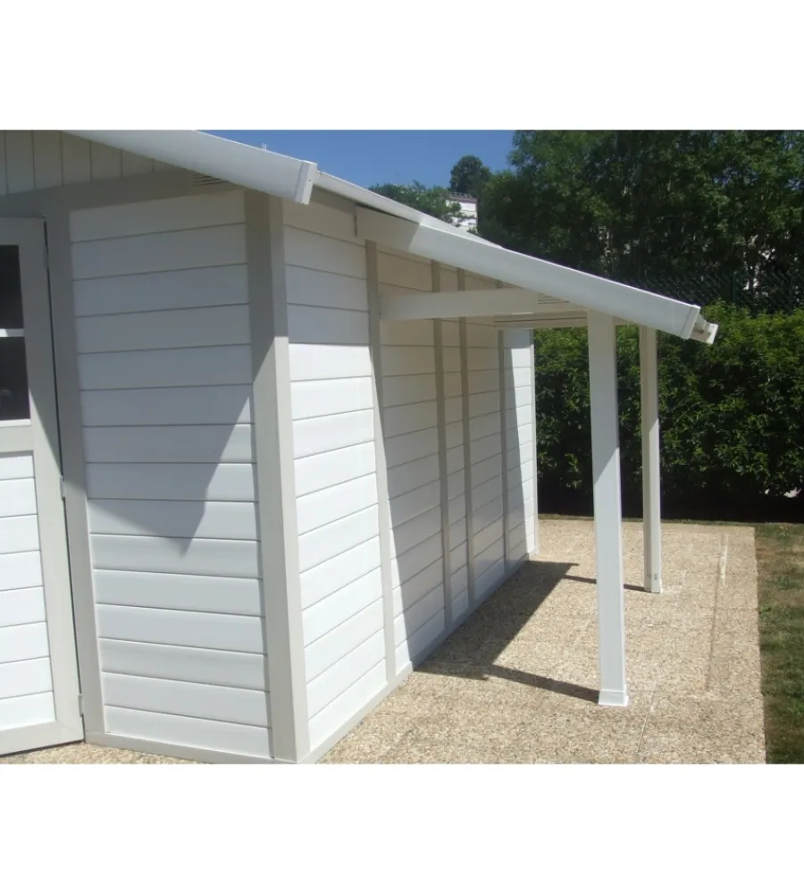 Grosfillex Casette Da Giardino|Tettoia laterale in pvc per abitazioni e casette deco e utility da 7,5 e 11 m² - cod. 22500136