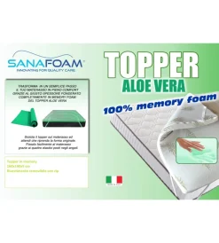 Letti E Comodini- Topper matrimoniale in memory foam con aloe 160x190 cm