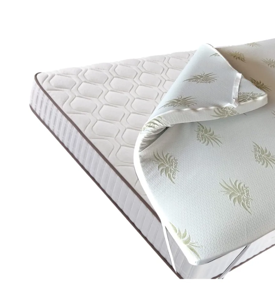 Letti E Comodini- Topper singolo in memory foam con aloe 80x190 cm
