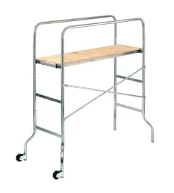 Trabatelli E Scale Professionali|Trabattello mini in acciaio zincato con pianale in legno altezza lavoro 3 m