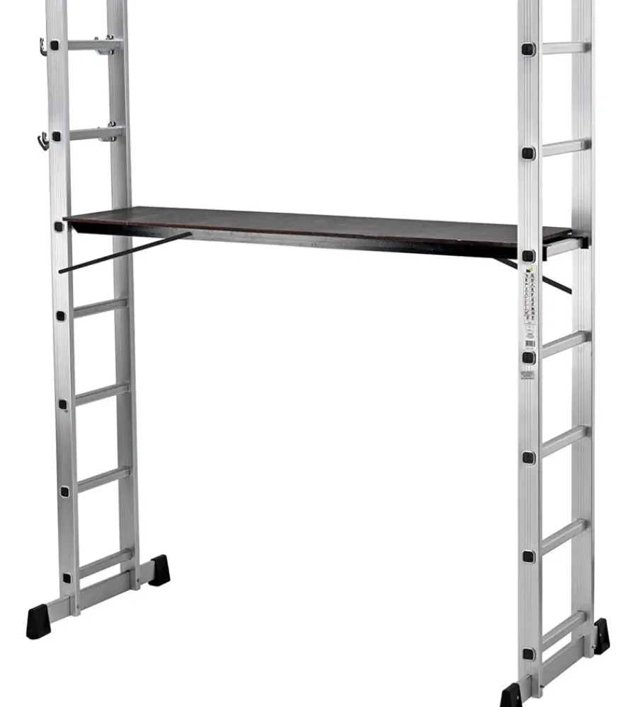 Trabatelli E Scale Professionali- Trabattello multifunzione essenza "everest" con 6 gradini in alluminio