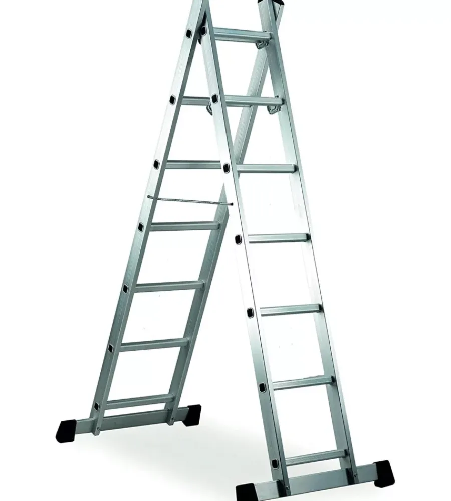 Trabatelli E Scale Professionali- Trabattello multifunzione essenza "everest" con 6 gradini in alluminio
