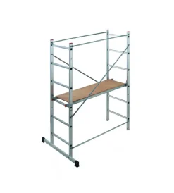 Trabatelli E Scale Professionali- Trabattello multifunzione "easy 100" in alluminio con pianale in pino, portata massima 150 kg
