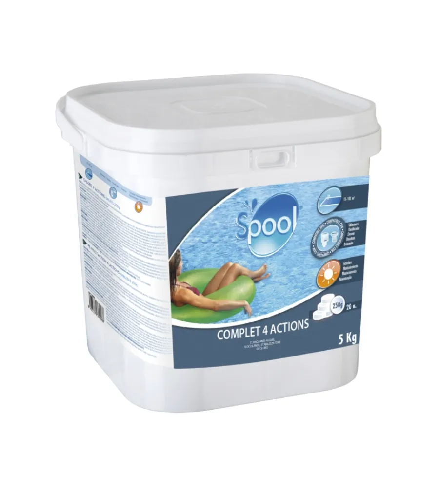 Trattamento 4 azioni per piscine tavolette da 250 gr 5 kg Piscine