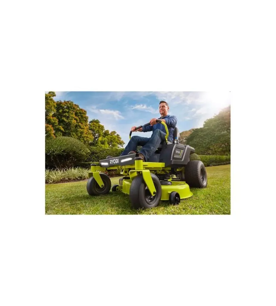 Ryobi Trattorini Tagliaerba|Trattorino tagliaerba a batteria "ztr480ex" taglio 106 cm 48v - raggio zero con scarico laterale