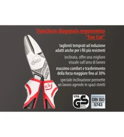 Pinze E Tenaglie- Tronchese diagonale ergonomica 3k evo cut 180 mm.