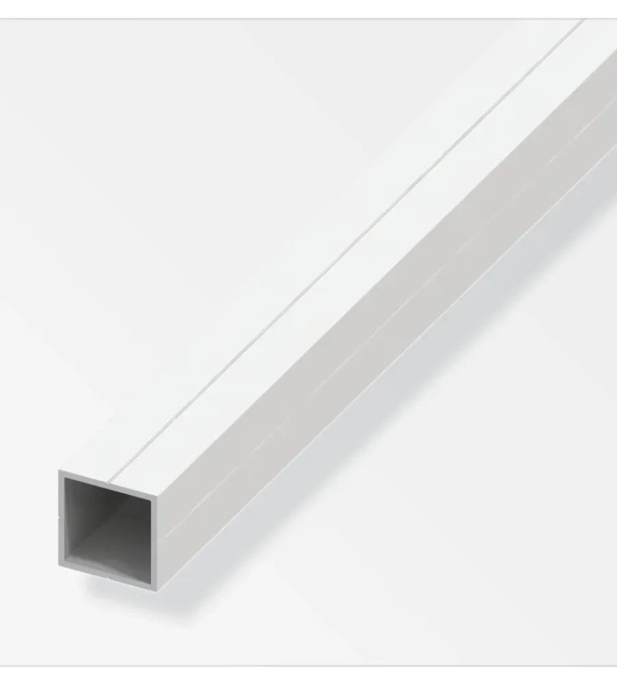 Ferramenta Per Mobili E Infissi-Alfer aluminium Tubo quadrato 7,5x10 pvc bianco - 1 metro.
