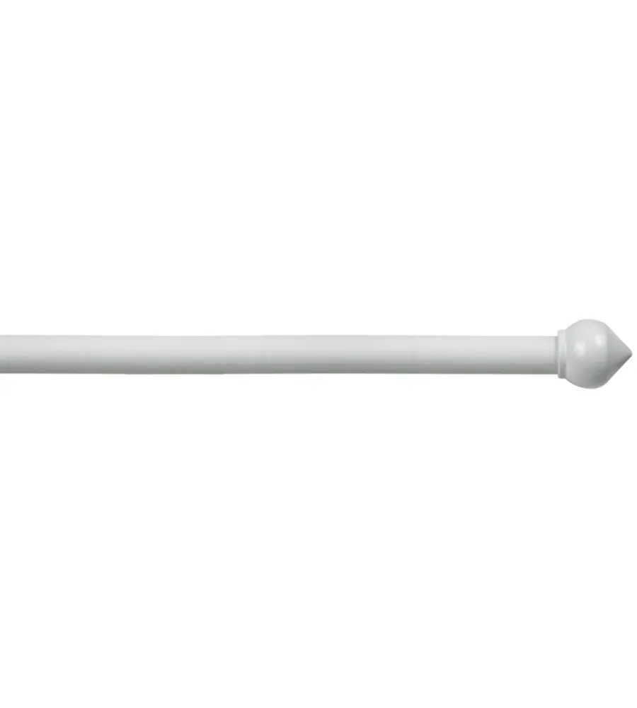 Tessile D'Arredo- Tubo tenda in acciaio colore bianco estensibile da 120 a 210 cm. con terminale a bulbo