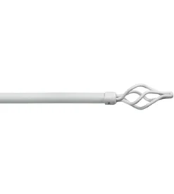 Tessile D'Arredo- Tubo tenda in acciaio colore bianco estensibile da 120 a 210 cm. con terminale a ciorciola