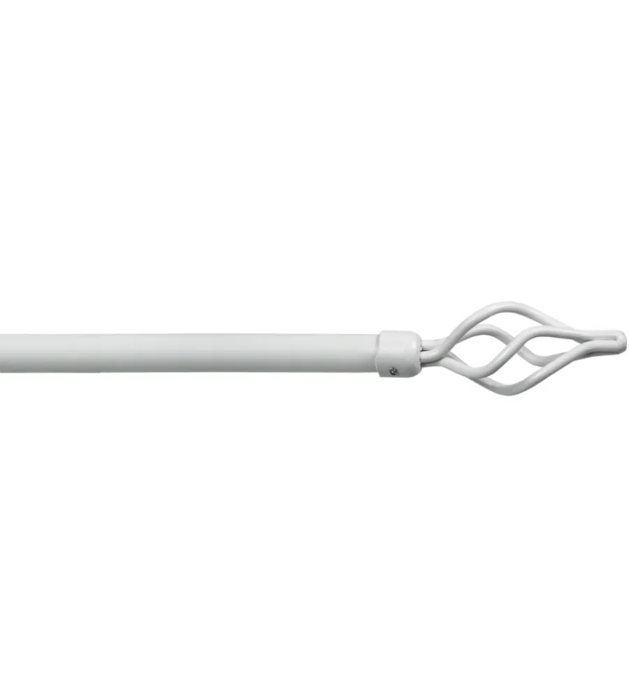 Tessile D'Arredo- Tubo tenda in acciaio colore bianco estensibile da 120 a 210 cm. con terminale a ciorciola
