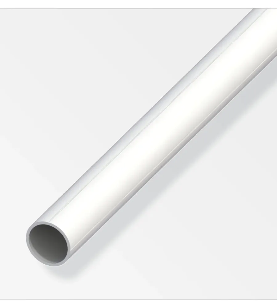Ferramenta Per Mobili E Infissi-Alfer aluminium Tubo tondo 15.5x1 pvc bia - 1 metro.