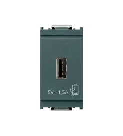 Serie Civili- Unità alimentazione usb 1m 5v1,5a grigio