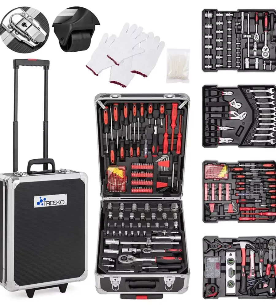 Officina E Garage|Valigia trolley con attrezzi 318 pezzi, 38x22x52,5 cm