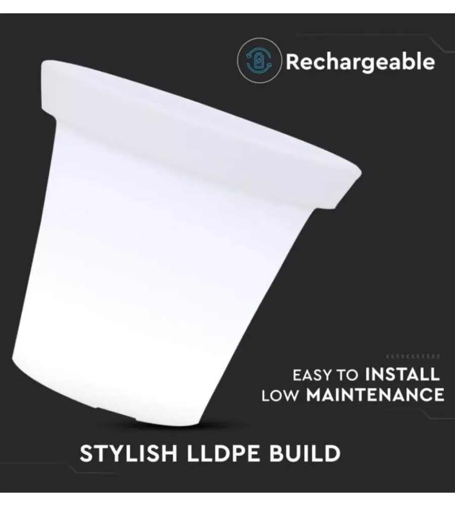 Illuminazione Per Esterno- Vaso decorativo da esterno luminoso led rgb 35,5x32,5 cm