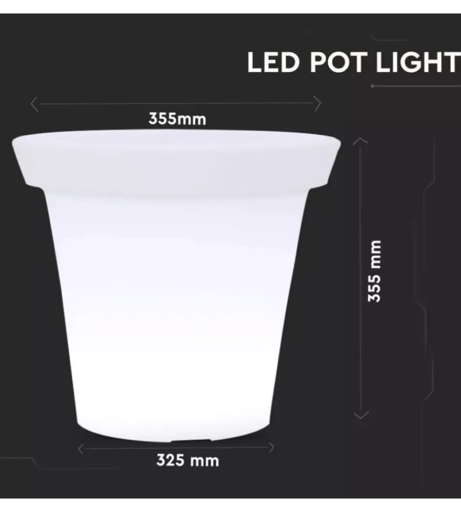 Illuminazione Per Esterno- Vaso decorativo da esterno luminoso led rgb 35,5x32,5 cm