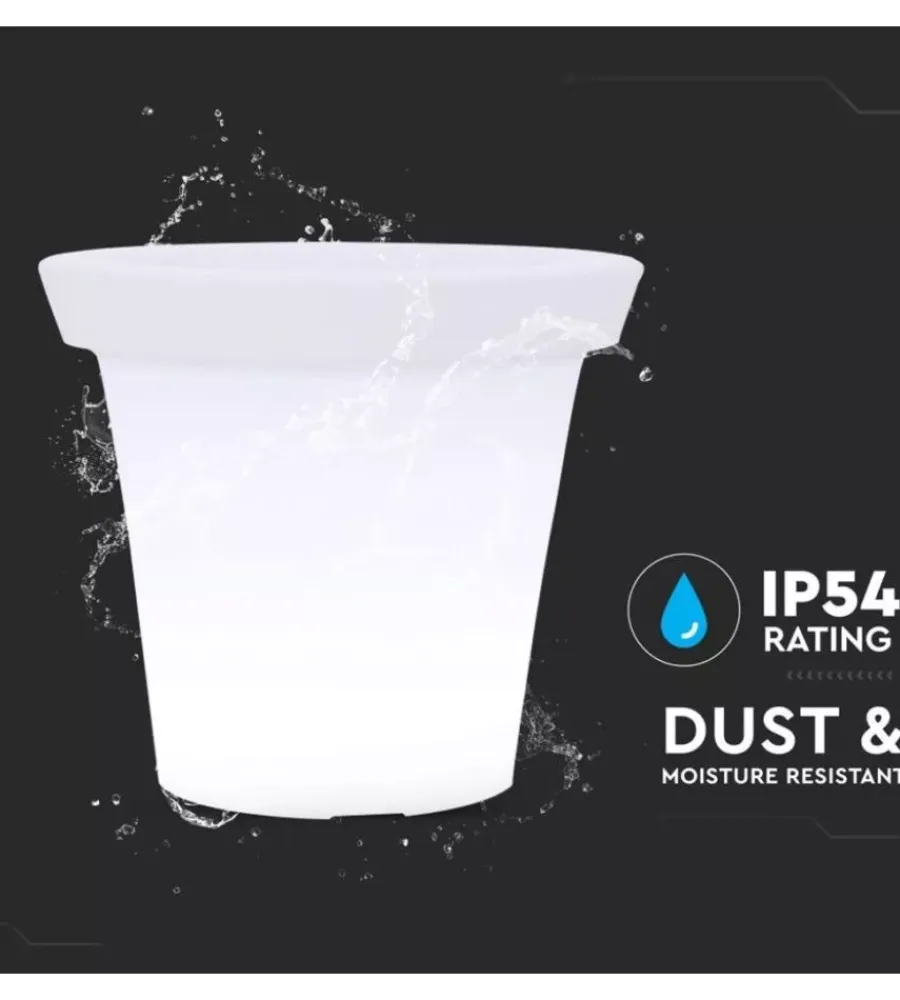 Illuminazione Per Esterno- Vaso decorativo da esterno luminoso led rgb 35,5x32,5 cm