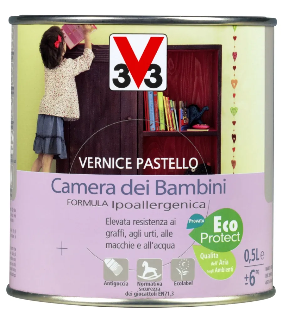 Flatting E Vernici Legno-V33 Vernice per legno - vernice pastello camera dei bambini - ardesia - 0,5 litri