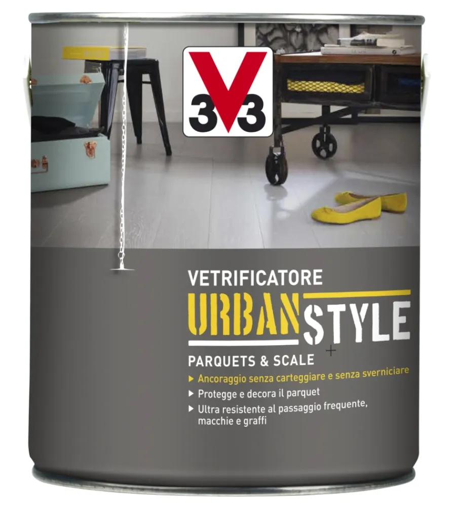 Vetrificatori Manutenzione Parquet-V33 Vetrificatore parquet - urban style - grigio cemento satinato - 2,5 litri