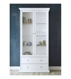 Outlet Vetrina "paris" 2 ante in vetro e 2 cassetti, 96x200x46 cm Vetrine E Vetrinette