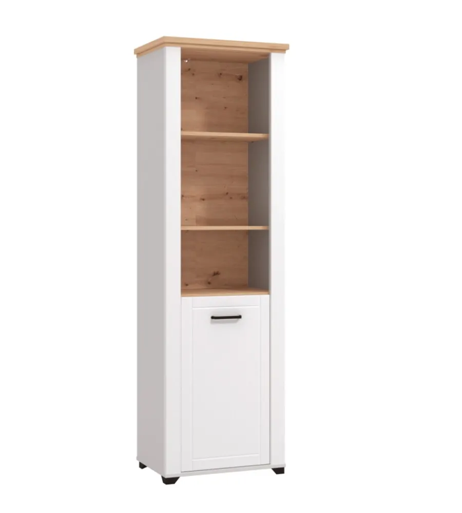 Vetrine E Vetrinette-BellaHome Vetrina "vigo" bianca e quercia, 60,5x41x194,5 cm