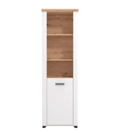 Vetrine E Vetrinette-BellaHome Vetrina "vigo" bianca e quercia, 60,5x41x194,5 cm