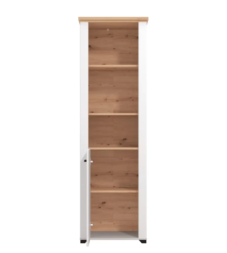 Vetrine E Vetrinette-BellaHome Vetrina "vigo" bianca e quercia, 60,5x41x194,5 cm