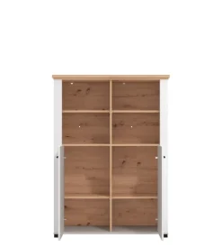 Vetrine E Vetrinette-BellaHome Vetrina "vigo" bianca e quercia, 103,5x41x143 cm
