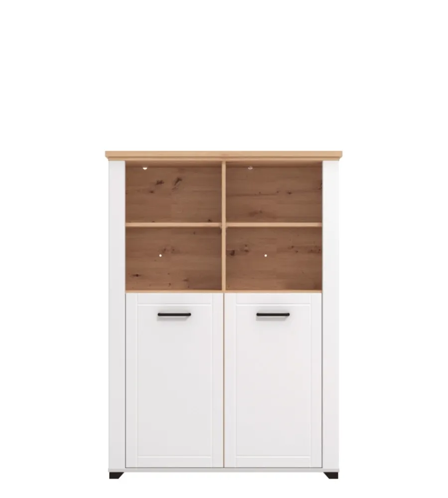 Vetrine E Vetrinette-BellaHome Vetrina "vigo" bianca e quercia, 103,5x41x143 cm