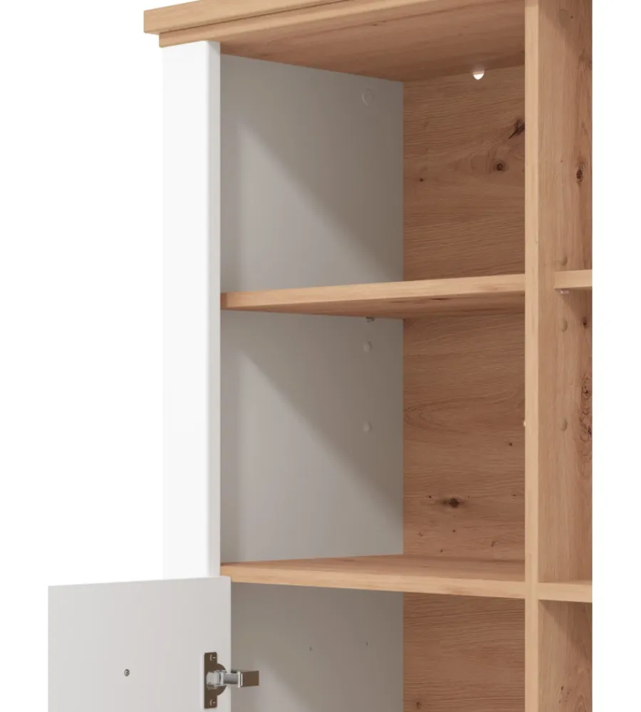 Vetrine E Vetrinette-BellaHome Vetrina "vigo" bianca e quercia, 103,5x41x143 cm