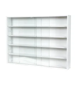 BellaHome Vetrine E Vetrinette|Vetrinetta espositore per collezionismo bianco con ante in vetro temperato 80x11x60 cm