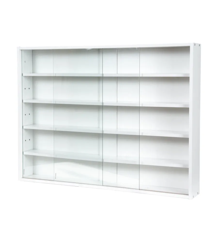 BellaHome Vetrine E Vetrinette|Vetrinetta espositore per collezionismo bianco con ante in vetro temperato 80x11x60 cm