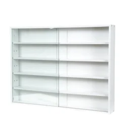 BellaHome Vetrine E Vetrinette|Vetrinetta espositore per collezionismo bianco con ante in vetro temperato 80x11x60 cm