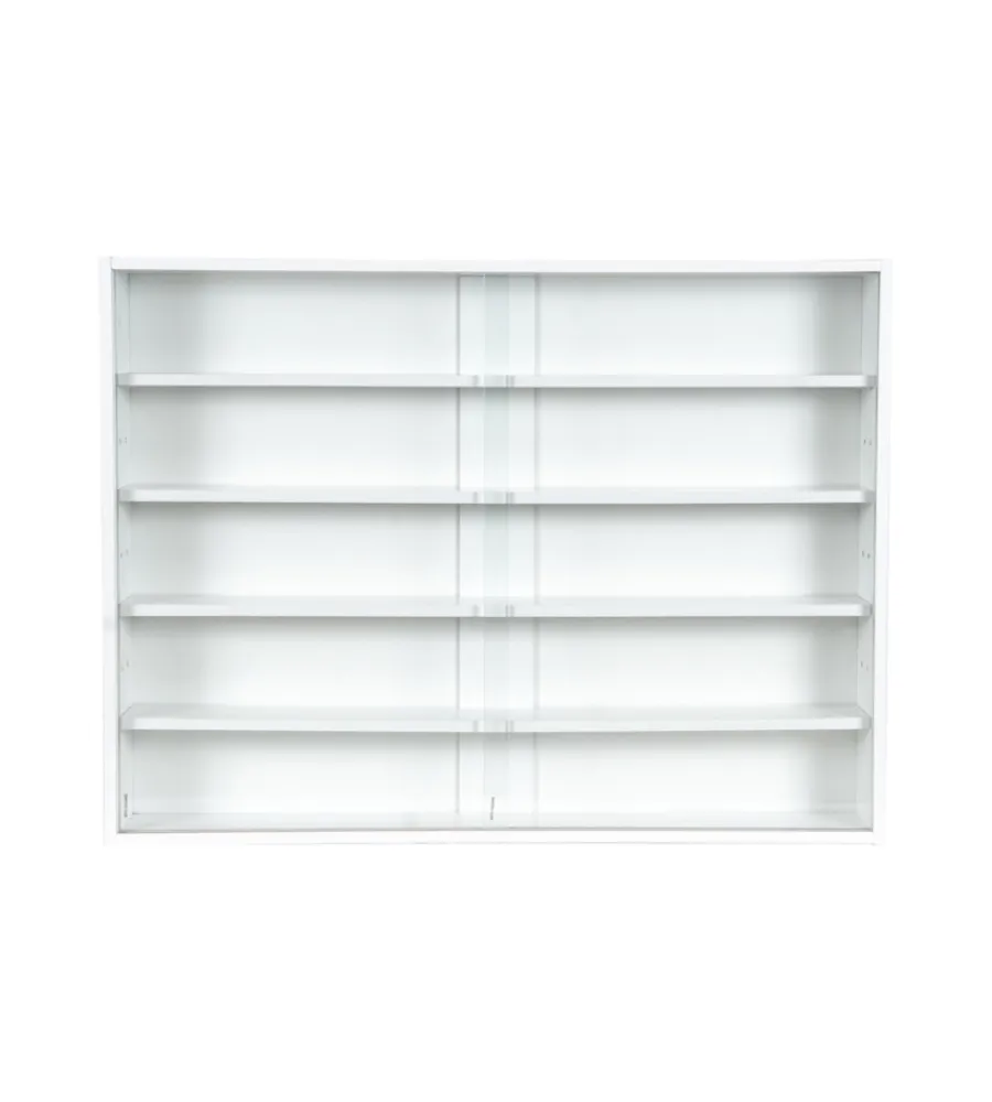 BellaHome Vetrine E Vetrinette|Vetrinetta espositore per collezionismo bianco con ante in vetro temperato 80x11x60 cm