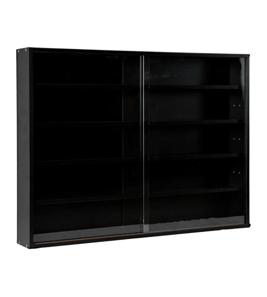 Online Vetrinetta espositore per collezionismo nero con ante in vetro temperato 80x11x60 cm Vetrine E Vetrinette