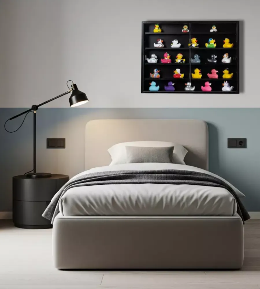 Online Vetrinetta espositore per collezionismo nero con ante in vetro temperato 80x11x60 cm Vetrine E Vetrinette