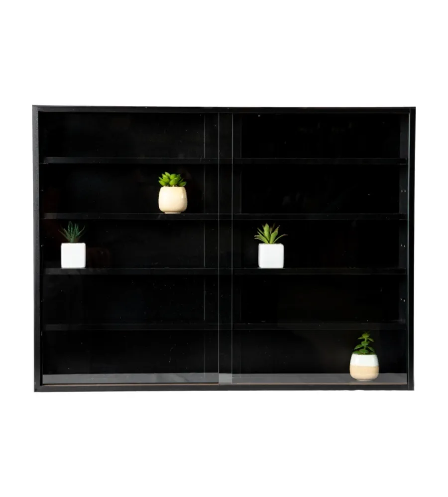 Online Vetrinetta espositore per collezionismo nero con ante in vetro temperato 80x11x60 cm Vetrine E Vetrinette