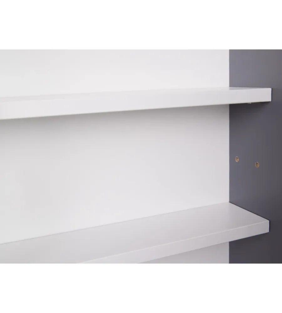 Vetrine E Vetrinette|Vetrinetta scaffale in legno grigio con ante in vetro scorrevoli, 80x9,5x60 cm