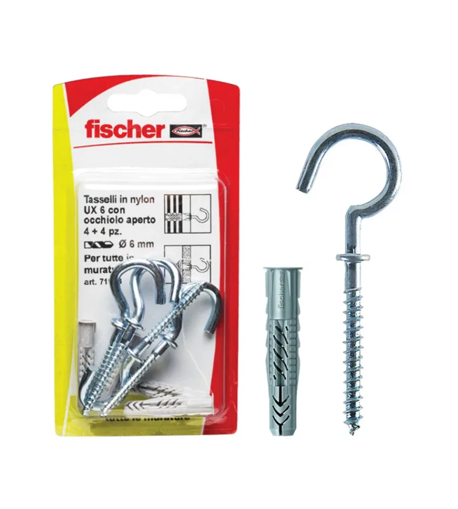 Sistemi Di Fissaggio-Fischer 6x35 ux r k tasselli in nylon con occhiolo aperto
