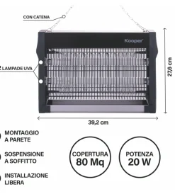 Zanzariera elettrica kooper nera 20w Coltivazione E Cura