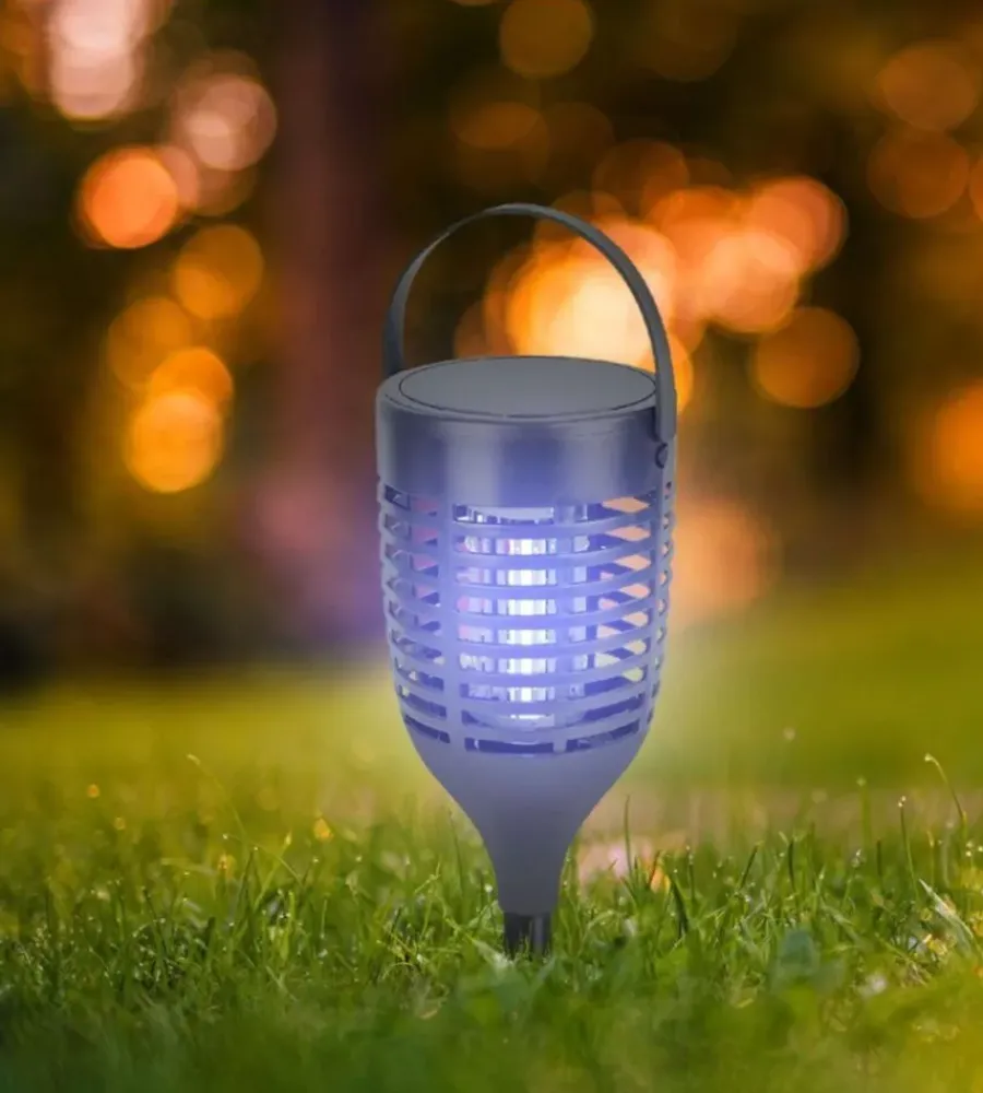 New Zanzariera elettrica solare ricaricabile vtac nero 1,3w Illuminazione Per Esterno
