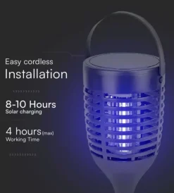 New Zanzariera elettrica solare ricaricabile vtac nero 1,3w Illuminazione Per Esterno