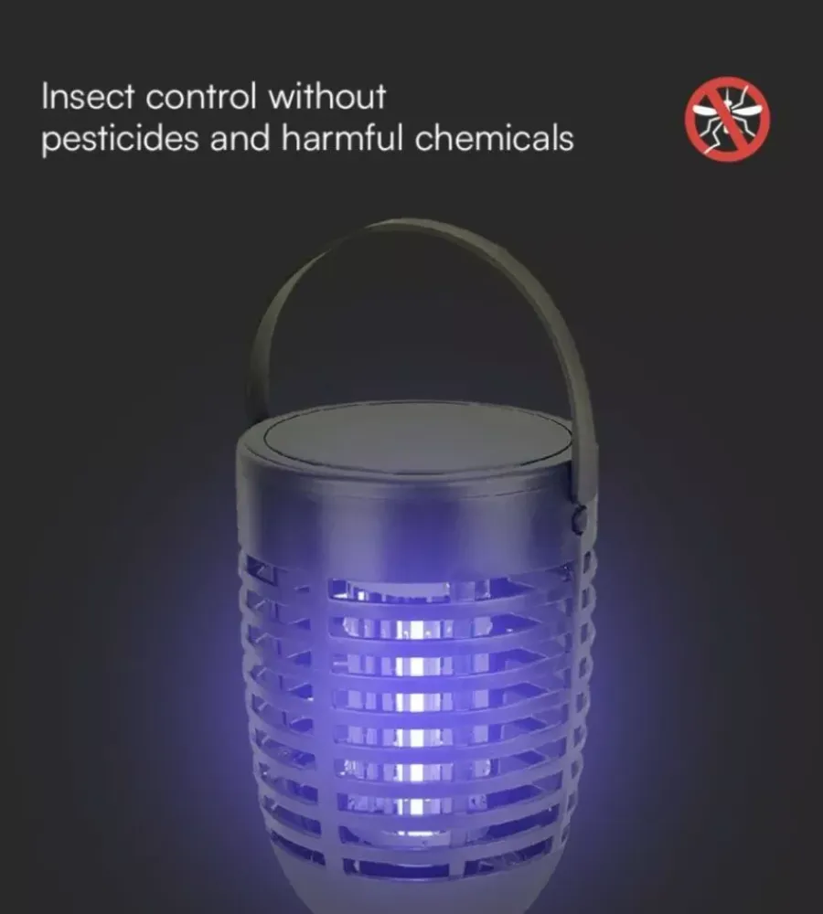 New Zanzariera elettrica solare ricaricabile vtac nero 1,3w Illuminazione Per Esterno