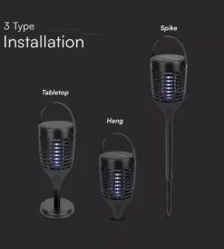 New Zanzariera elettrica solare ricaricabile vtac nero 1,3w Illuminazione Per Esterno