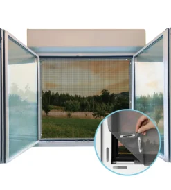 Tessile D'Arredo- Zanzariera per finestra "fantasy" nera con magneti easy click 130x150 cm