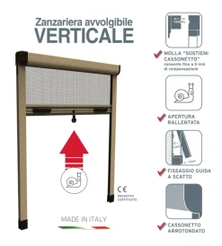 Clearance Zanzariera verticale avvolgibile "roto" bronzo 160x170 cm Tessile D'Arredo